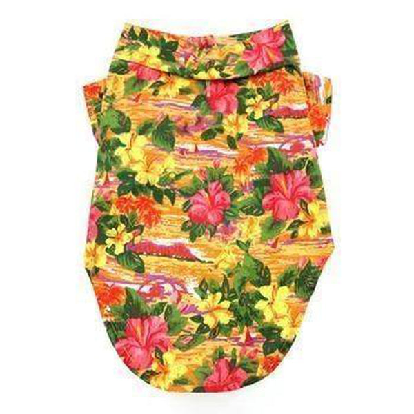 Hawaiian Dog Camp Shirt - Sunset Hibiscus, Pet Clothes, Furbabeez, [tag]
