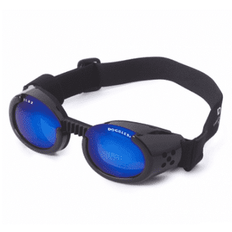 Doggles - ILS2 Shiny Black Frame with Mirror Blue Lens, Pet Accessories, Furbabeez, [tag]