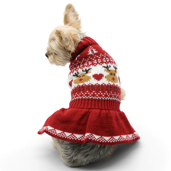 Reindeer Fair Isle Dog Sweater Dress
