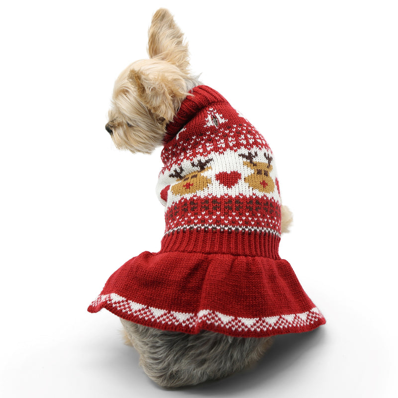 Reindeer Fair Isle Dog Sweater Dress