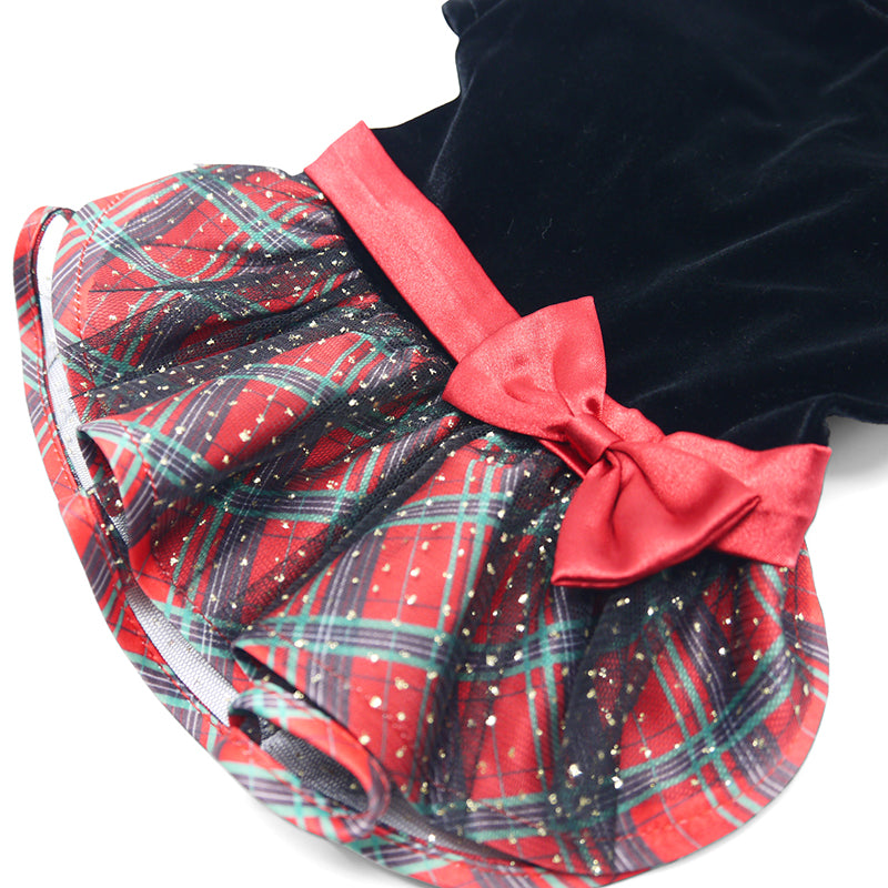 Velvet Plaid Dog Dress Furbabeez Velvet Plaid Dog Dress Furbabeez