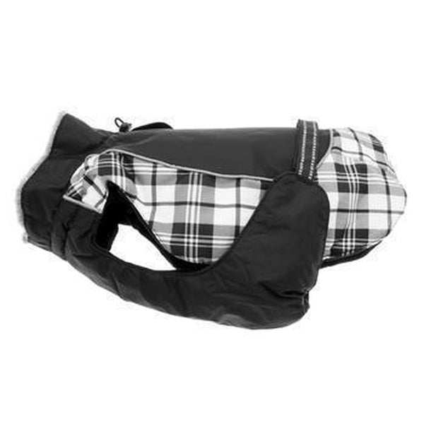 Alpine All Weather Dog Coat - Black and White Plaid, Pet Clothes, Furbabeez, [tag]