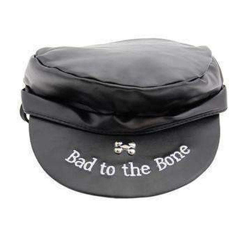 Bad to the Bone Biker Dog Hat - Black with Black Trim, Pet Accessories, Furbabeez, [tag]