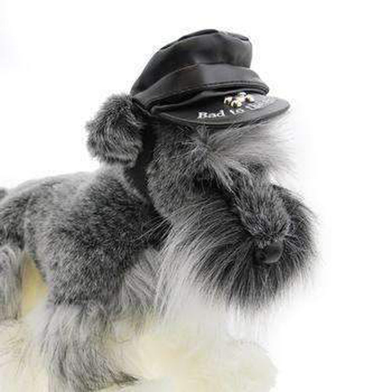 Bad to the Bone Biker Dog Hat - Black with Black Trim, Pet Accessories, Furbabeez, [tag]