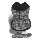 Black and White Classic Houndstooth Dog Harness Coat with Leash, Pet Clothes, Furbabeez, [tag]