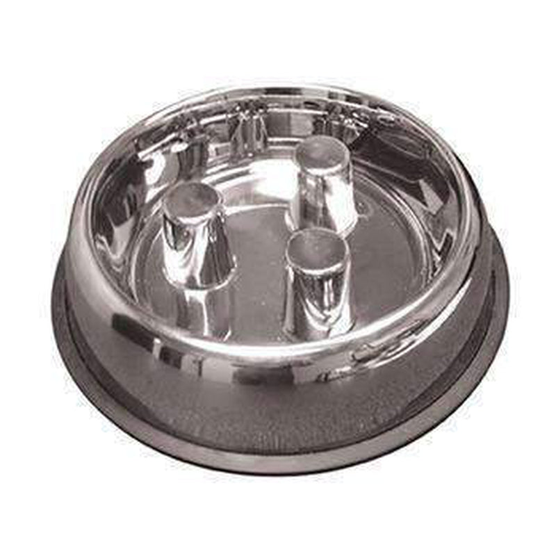 Non-Tip Stainless Steel Brake-Fast Slow Feed Dog Bowl, Pet Bowls, Furbabeez, [tag]