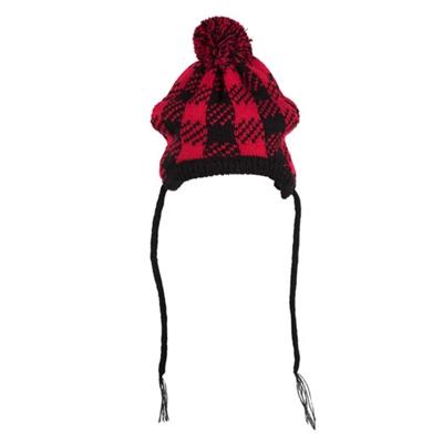 Buffalo Plaid Wool Beanie Dog Hat Pet Accessories Worthy Dog 