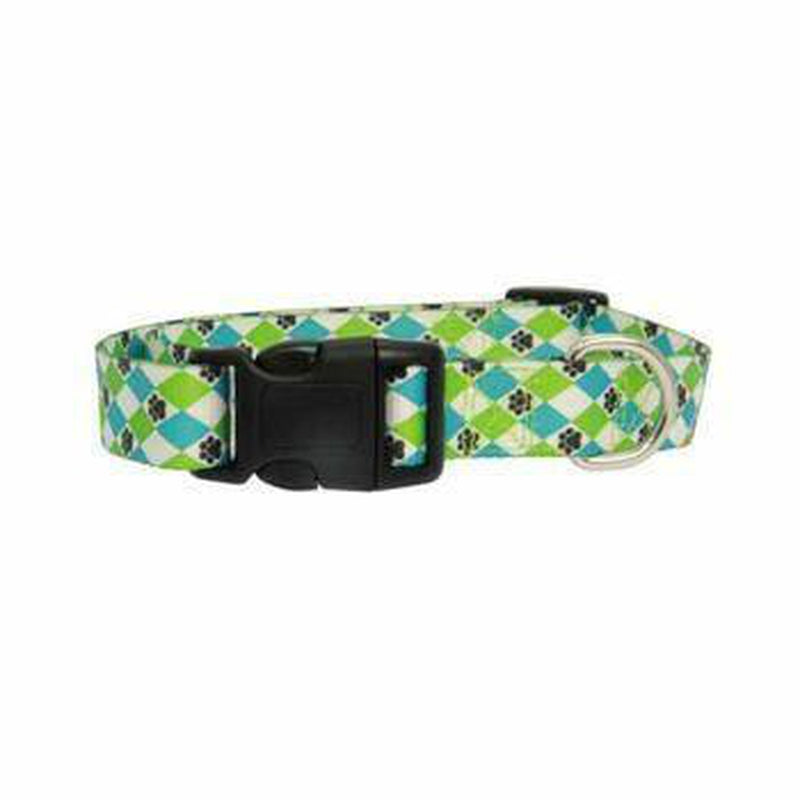 Casual Canine Pooch Pattern Dog Collar - Blue/Green Argyle, Collars and Leads, Furbabeez, [tag]
