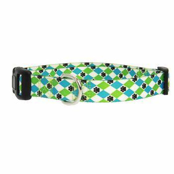 Casual Canine Pooch Pattern Dog Collar - Blue/Green Argyle, Collars and Leads, Furbabeez, [tag]
