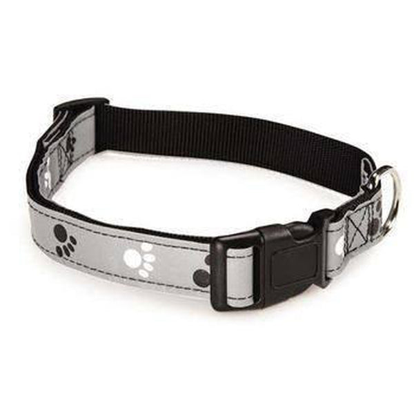 Casual Canine Reflective Pawprint Dog Collar - Gray, Collars and Leads, Furbabeez, [tag]