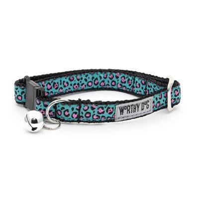 Cat Collar - Cheetah Teal Collars and Leads Worthy Dog 