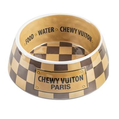 Checkered Chewy Vuitton Bowl (Case of 2) Pet Bowls Haute Diggity Dog 