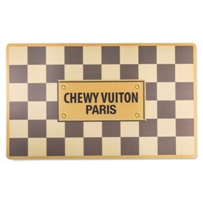 Checkered Chewy Vuitton Dog Placemat Pet Bowls Haute Diggity Dog 