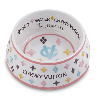 Chewy Vuiton Bowl (White) Pet Bowls Haute Diggity Dog 
