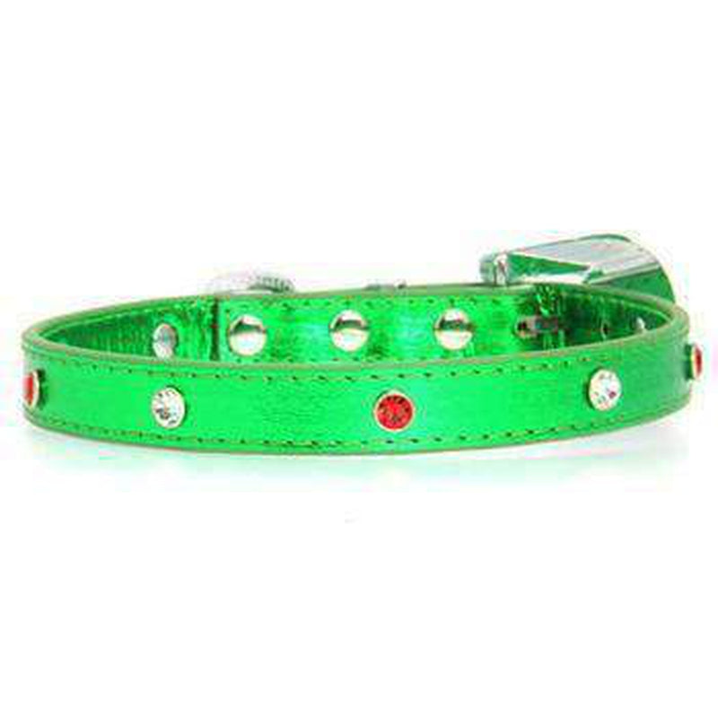 Foxy Metallic Green Christmas Collar w/Christmas Tree Charm by Cha-Cha Couture, Collars and Leads, Furbabeez, [tag]