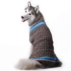 City V-Neck Dog Sweater by Dogo - Brown with Blue Trim, Pet Clothes, Furbabeez, [tag]