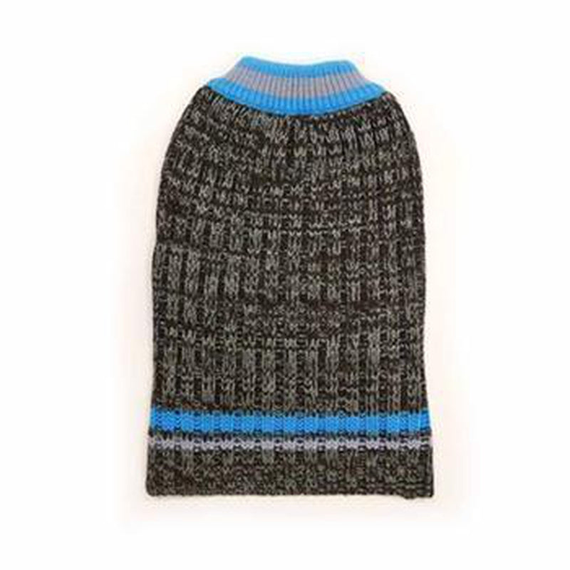 City V-Neck Dog Sweater by Dogo - Brown with Blue Trim, Pet Clothes, Furbabeez, [tag]