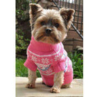 Combed Cotton Snowflake and Hearts Dog Sweater - Pink, Pet Clothes, Furbabeez, [tag]