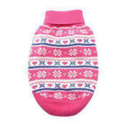 Combed Cotton Snowflake and Hearts Dog Sweater - Pink, Pet Clothes, Furbabeez, [tag]