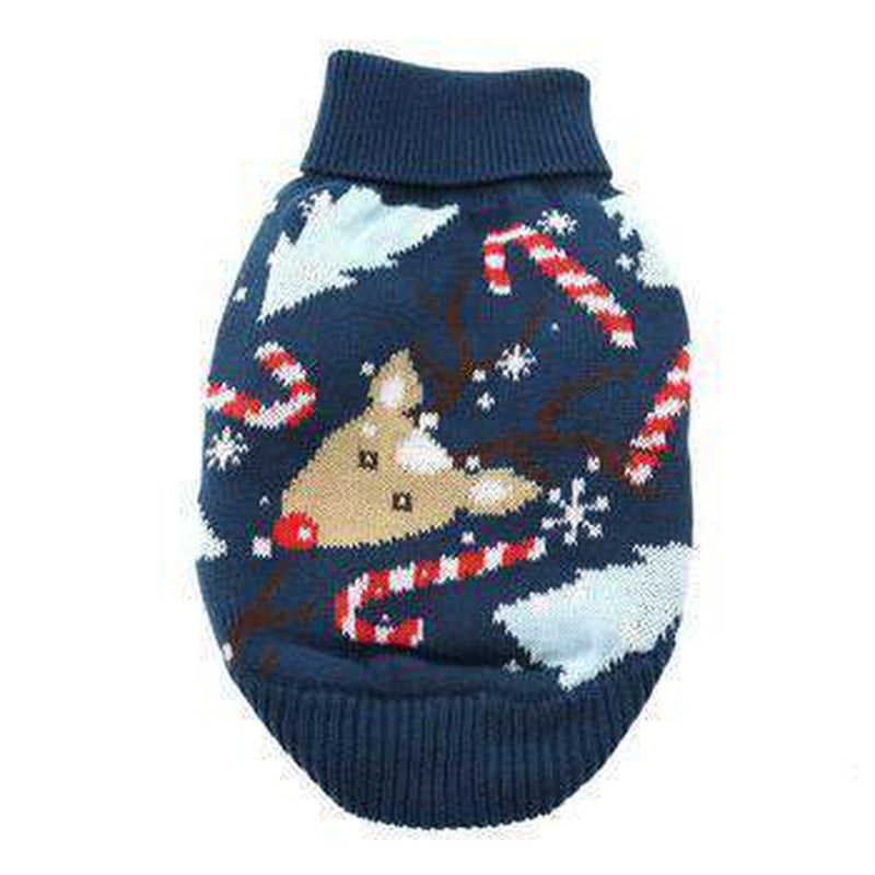 Reindeer Combed Cotton Ugly Holiday Dog Sweater, Pet Clothes, Furbabeez, [tag]