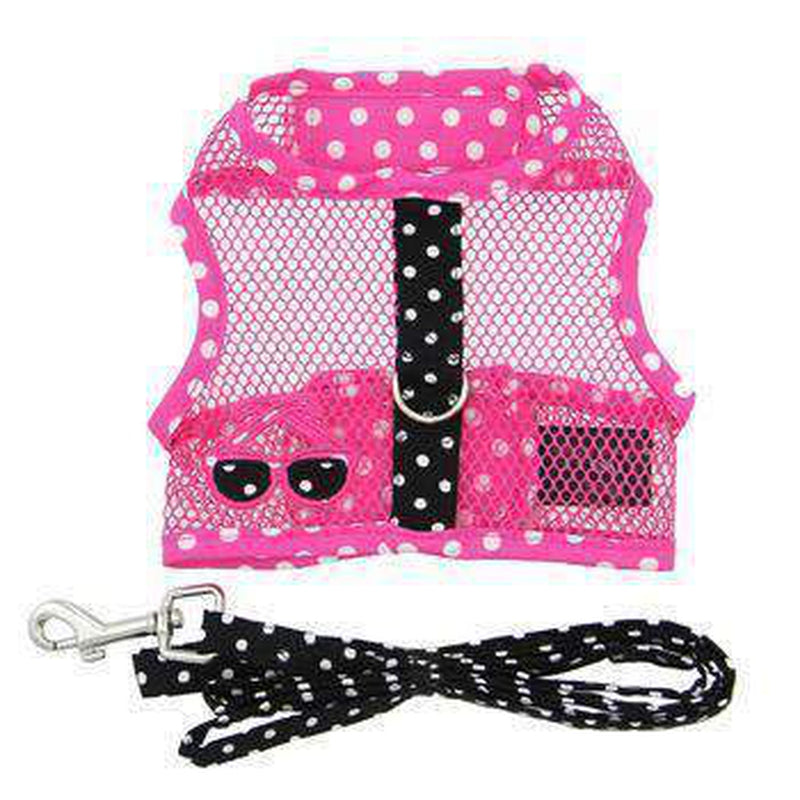 Cool Mesh Dog Harness - Pink and Black Polka Dot Sunglasses, Collars and Leads, Furbabeez, [tag]