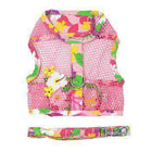 Cool Mesh Dog Harness with Leash - Pink Hawaiian Floral, Collars and Leads, Furbabeez, [tag]