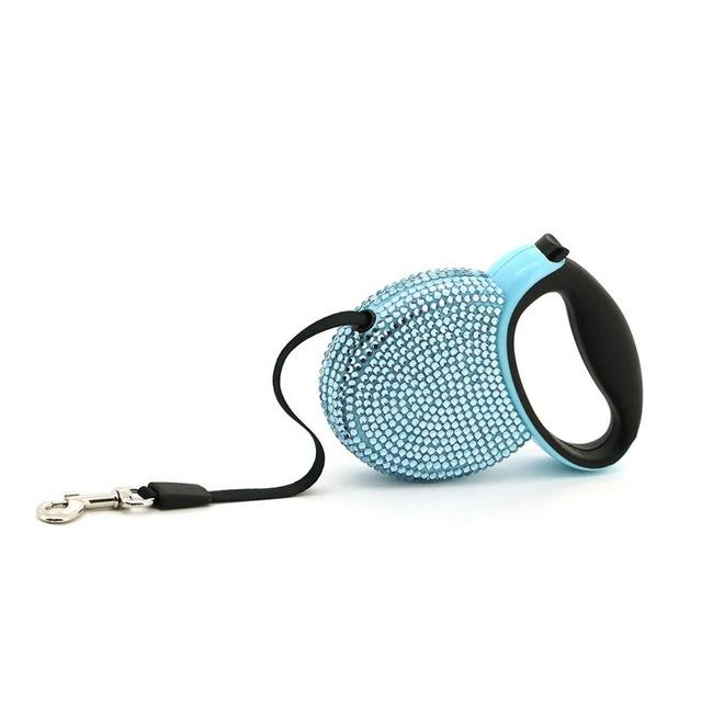 Crystal Bling Retractable Dog Leash Collars and Leads Furbabeez 