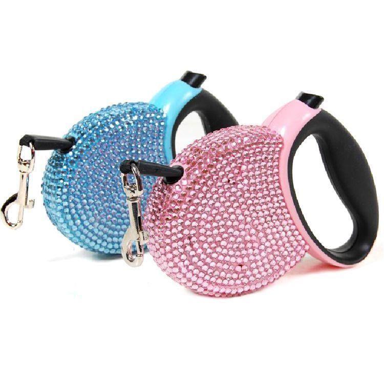 Crystal Bling Retractable Dog Leash Collars and Leads Furbabeez 