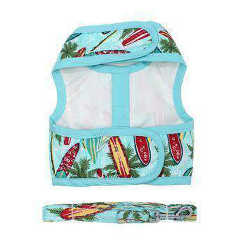 Fabric Dog Harness with Leash - Surfboards and Palms, Collars and Leads, Furbabeez, [tag]