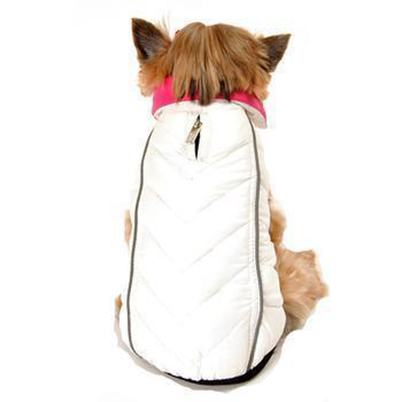 Reversible-Reflective Puffer Dog Vest - Pink/White, Pet Clothes, Furbabeez, [tag]