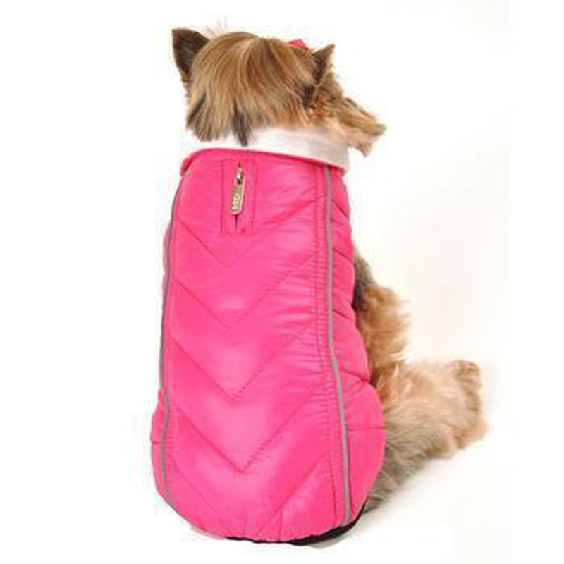 Reversible-Reflective Puffer Dog Vest - Pink/White, Pet Clothes, Furbabeez, [tag]