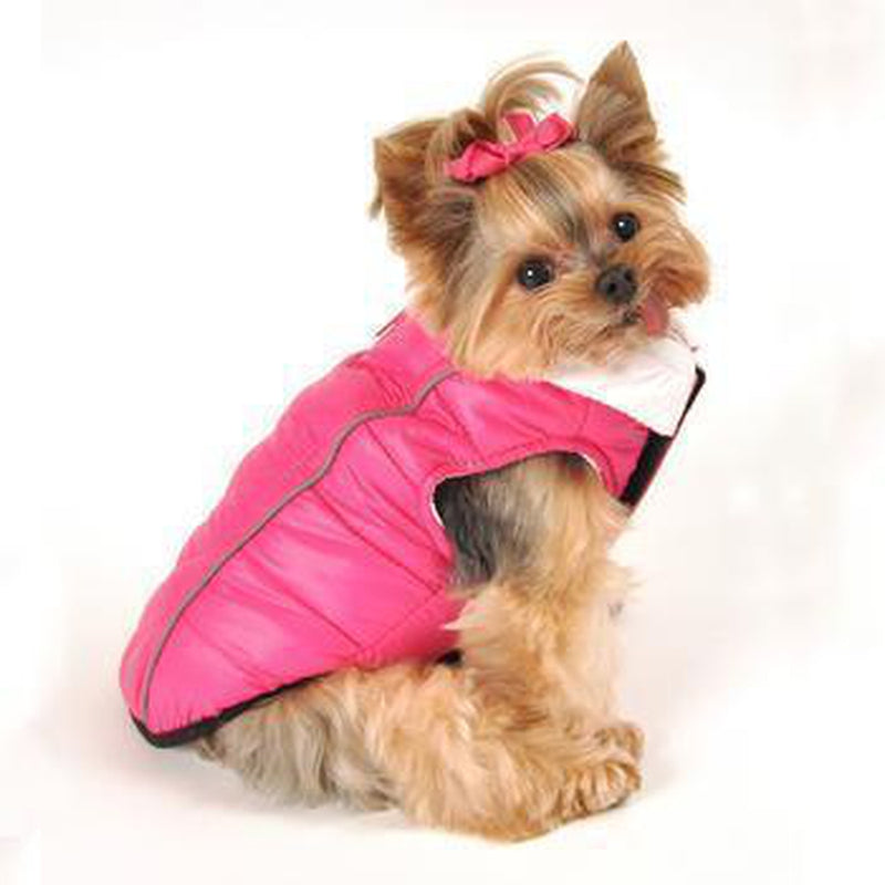 Reversible-Reflective Puffer Dog Vest - Pink/White, Pet Clothes, Furbabeez, [tag]