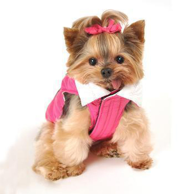 Reversible-Reflective Puffer Dog Vest - Pink/White, Pet Clothes, Furbabeez, [tag]