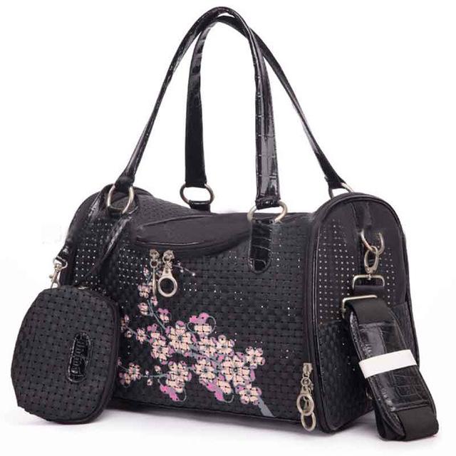 Floral Designer Dog Carrier Pet Accessories Oberlo Black 