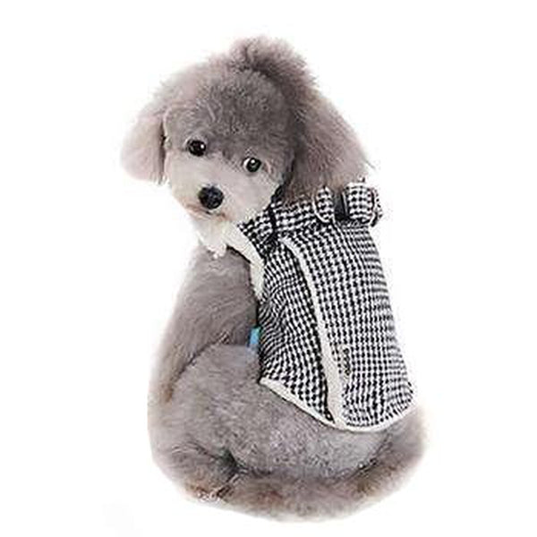 Furry Houndstooth Dog Harness Coat - Black, Pet Clothes, Furbabeez, [tag]