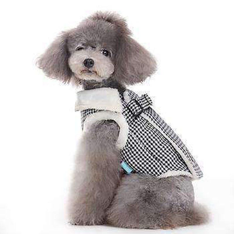 Furry Houndstooth Dog Harness Coat - Black, Pet Clothes, Furbabeez, [tag]