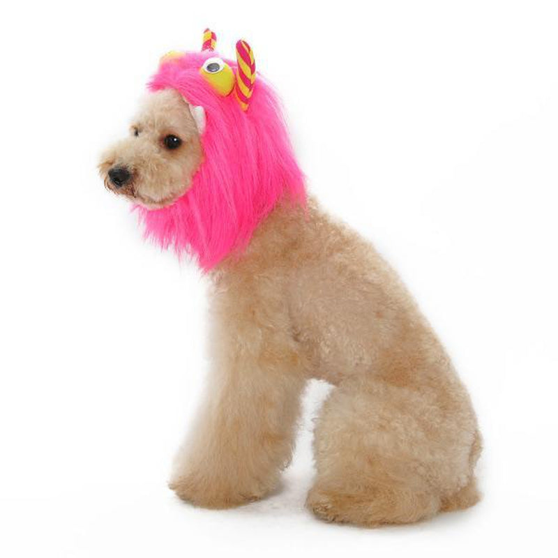 Furry Monster Dog Hat - Pink, Pet Accessories, Furbabeez, [tag]