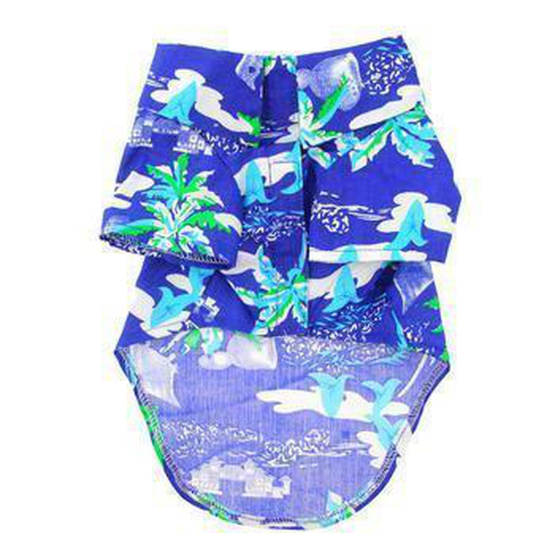 Hawaiian Camp Dog Shirt - Ocean Blue and Palms, Pet Clothes, Furbabeez, [tag]