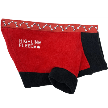 Highline Fleece Dog Coat - Red and Black with Rolling Bones Pet Clothes Doggie Design 