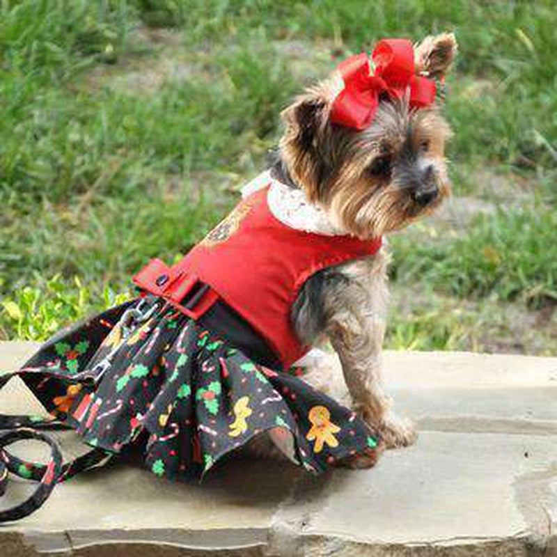 Holiday Dog Harness Dress - Gingerbread Medium Holiday Dog Harness Dress - Gingerbread Medium