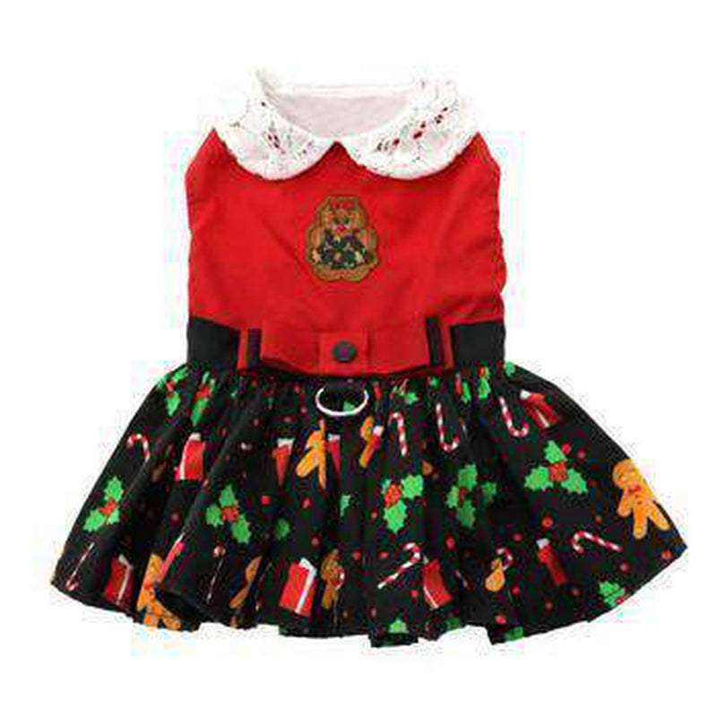 Holiday Dog Harness Dress - Gingerbread Medium Holiday Dog Harness Dress - Gingerbread Medium