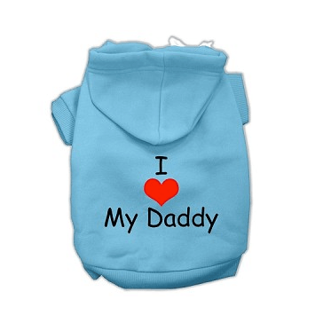 I LOVE MY DADDY Dog Hoodie Pet Clothes Mirage Blue XS 