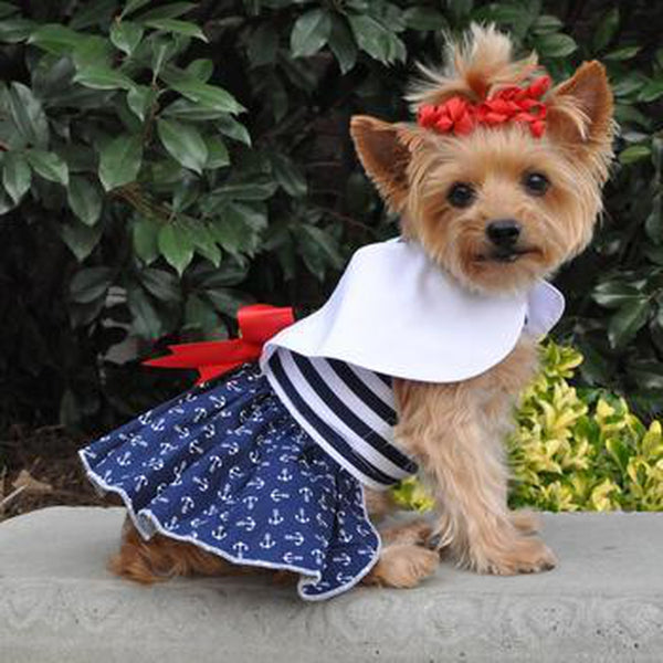 Nautical Dog Dress - Matching Leash, Pet Clothes, Furbabeez, [tag]