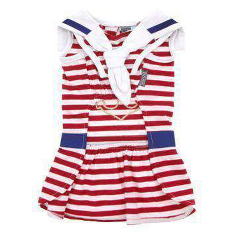 Nautical Stripe Dog Dress, Pet Clothes, Furbabeez, [tag]