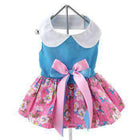 Pink and Blue Plumeria Dog Harness Dress, Pet Clothes, Furbabeez, [tag]