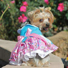 Pink and Blue Plumeria Dog Harness Dress, Pet Clothes, Furbabeez, [tag]