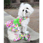 Pink Hawaiian Floral Dog Harness Dress with Leash, Pet Clothes, Furbabeez, [tag]