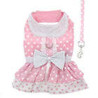 Pink Polka Dot and Lace Designer Dog Harness Dress, Pet Clothes, Furbabeez, [tag]