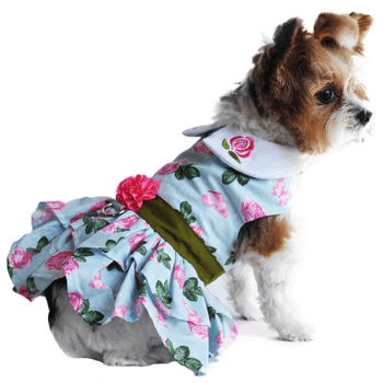 Pink Rose Harness Dress with Matching Leash Pet Clothes Doggie Design 