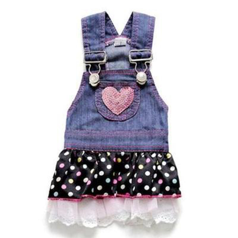 Denim Dog Overalls Dress, Pet Clothes, Furbabeez, [tag]